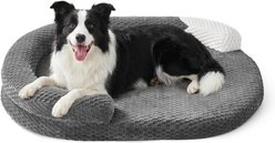 JOEJOY Semi-Enclosed Orthopedic Oval Machine Washable Removable Cover Pillow Dog Bed, Dark Gray, Large