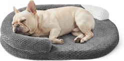 JOEJOY Semi-Enclosed Orthopedic Oval Machine Washable Removable Cover Pillow Dog Bed, Dark Gray, Medium