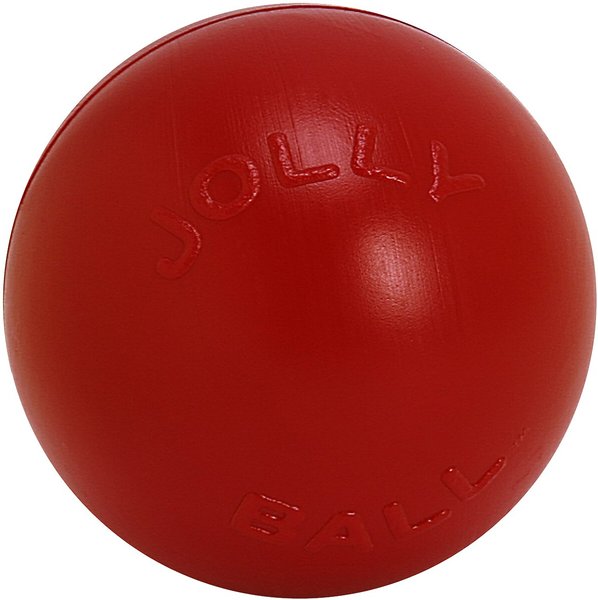 Show full view: Jolly Pets 10" Push-n-Play Ball Dog Toy, Red slide 1 of 6