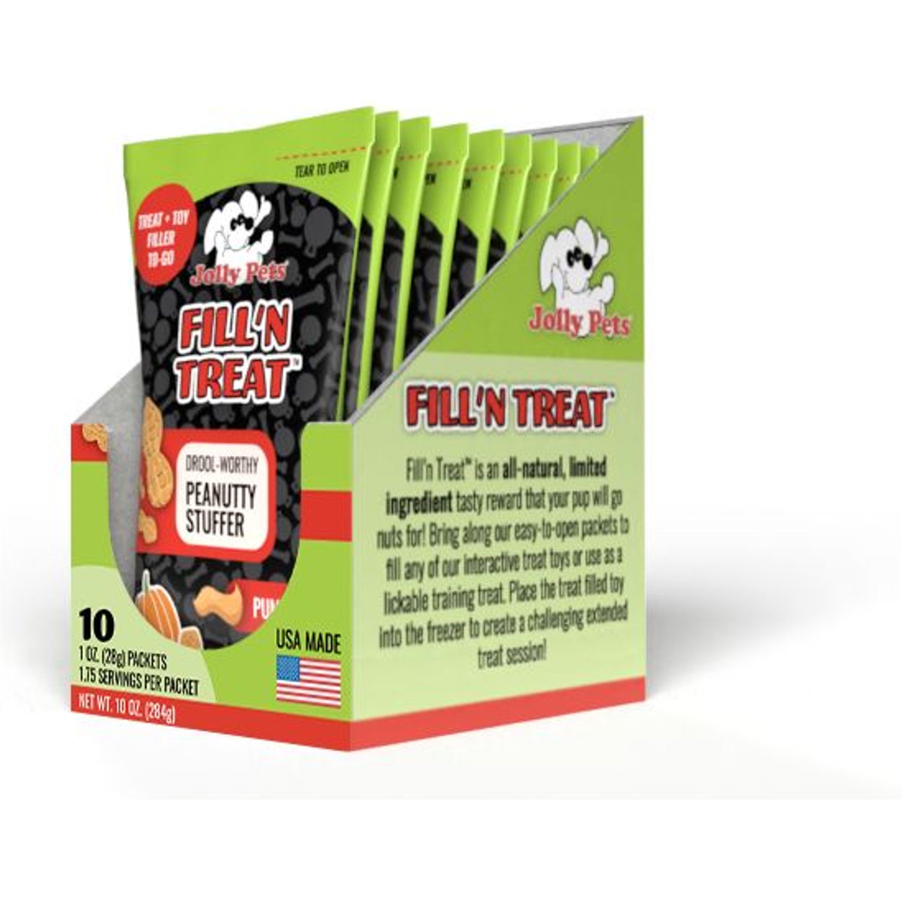 Jolly Pets Fill'n Pumpkin Peanut Butter Dog Treat, 1-oz bag, 10 count