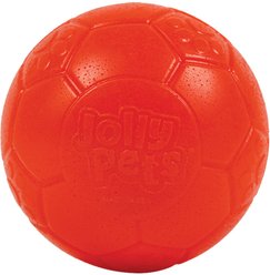 Jolly Pets Stuffing-Free Soccer Ball Dog Toy, Orange, 4-in