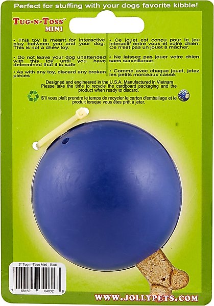 Show full view: Jolly Pets Tug-n-Toss Mini Dog Toy, Blue, 3-in slide 4 of 6
