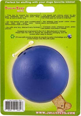 Show full view: Jolly Pets Tug-n-Toss Mini Dog Toy, Blue, 3-in slide 4 of 6