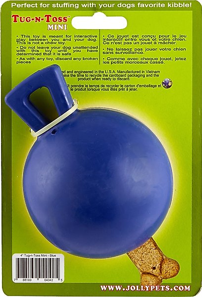 Show full view: Jolly Pets Tug-n-Toss Mini Dog Toy, Blue, 4-in slide 4 of 6