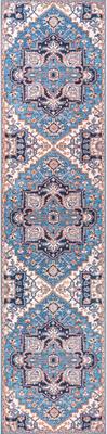 Show full view: JONATHAN Y Cirali Ornate Large Medallion Machine-Washable Runner Dog & Cat Rug, Blue/Beige, 2 x 8-ft slide 9 of 9
