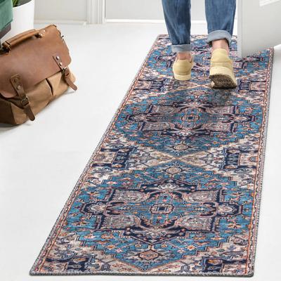 Show full view: JONATHAN Y Cirali Ornate Large Medallion Machine-Washable Runner Dog & Cat Rug, Blue/Beige, 2 x 8-ft slide 5 of 9