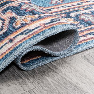 Show full view: JONATHAN Y Cirali Ornate Large Medallion Machine-Washable Runner Dog & Cat Rug, Blue/Beige, 2 x 8-ft slide 6 of 9