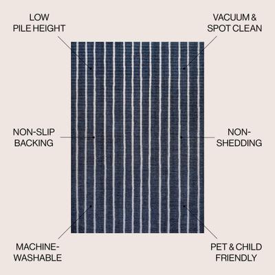 Show full view: JONATHAN Y Rand Distressed Ticking Stripe Machine-Washable Runner Dog & Cat Rug, Navy/Gray, 8 x 10-ft slide 3 of 9