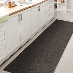 JONATHAN Y Twyla Classic Solid Low-Pile Machine-Washable Dog & Cat Area Rug, Dark Gray, 2 x 8-ft
