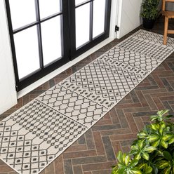 JONATHAN Y Zana Modern Geometric Moroccan Reversible Machine-Washable Indoor/Outdoor Runner Dog & Cat Rug, Navy/Cream, 2 x 8-ft slide 1 of 6