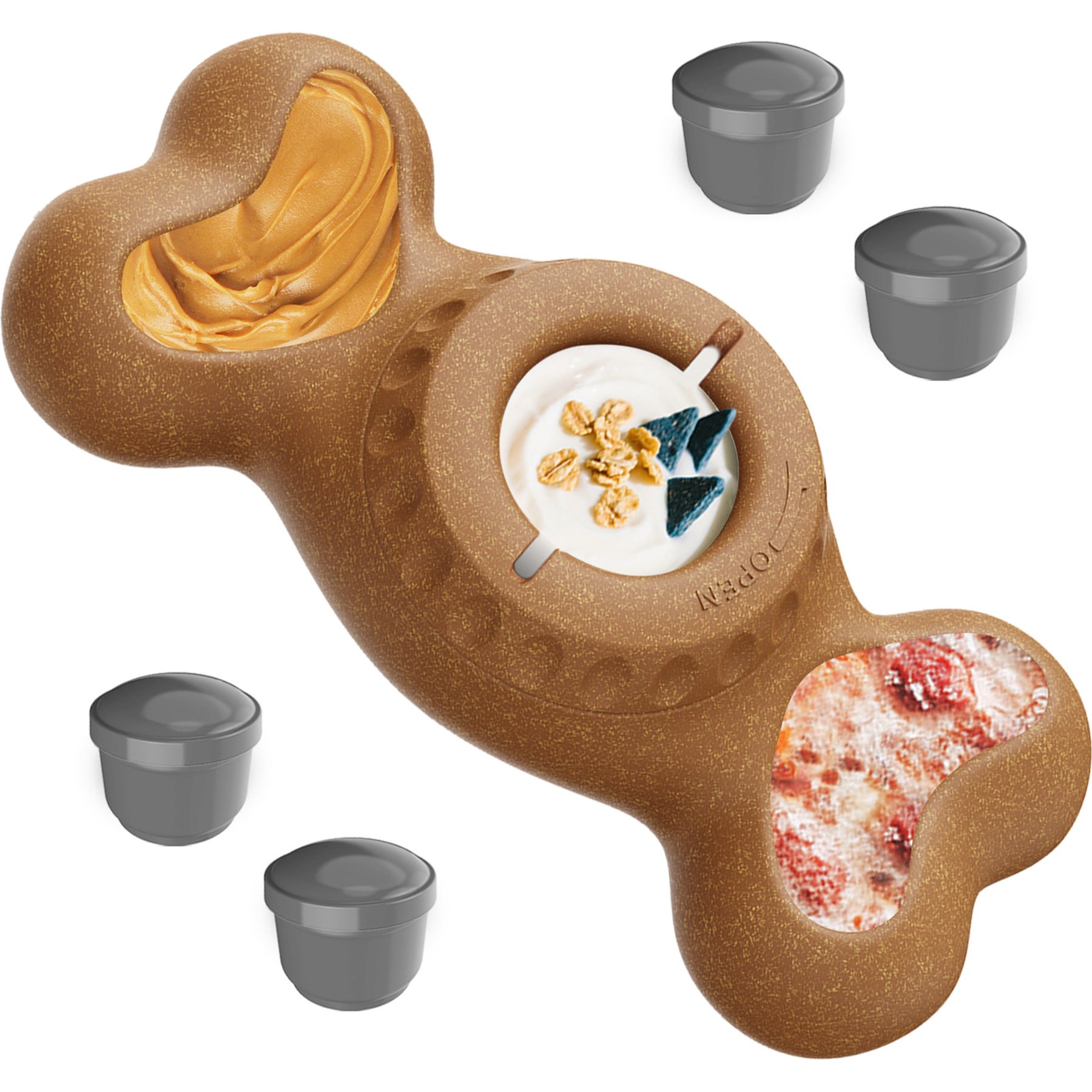 Joybruko 2-in-1 Frozen Treat Dispensing Dog Chew Toy, Brown, 4-in