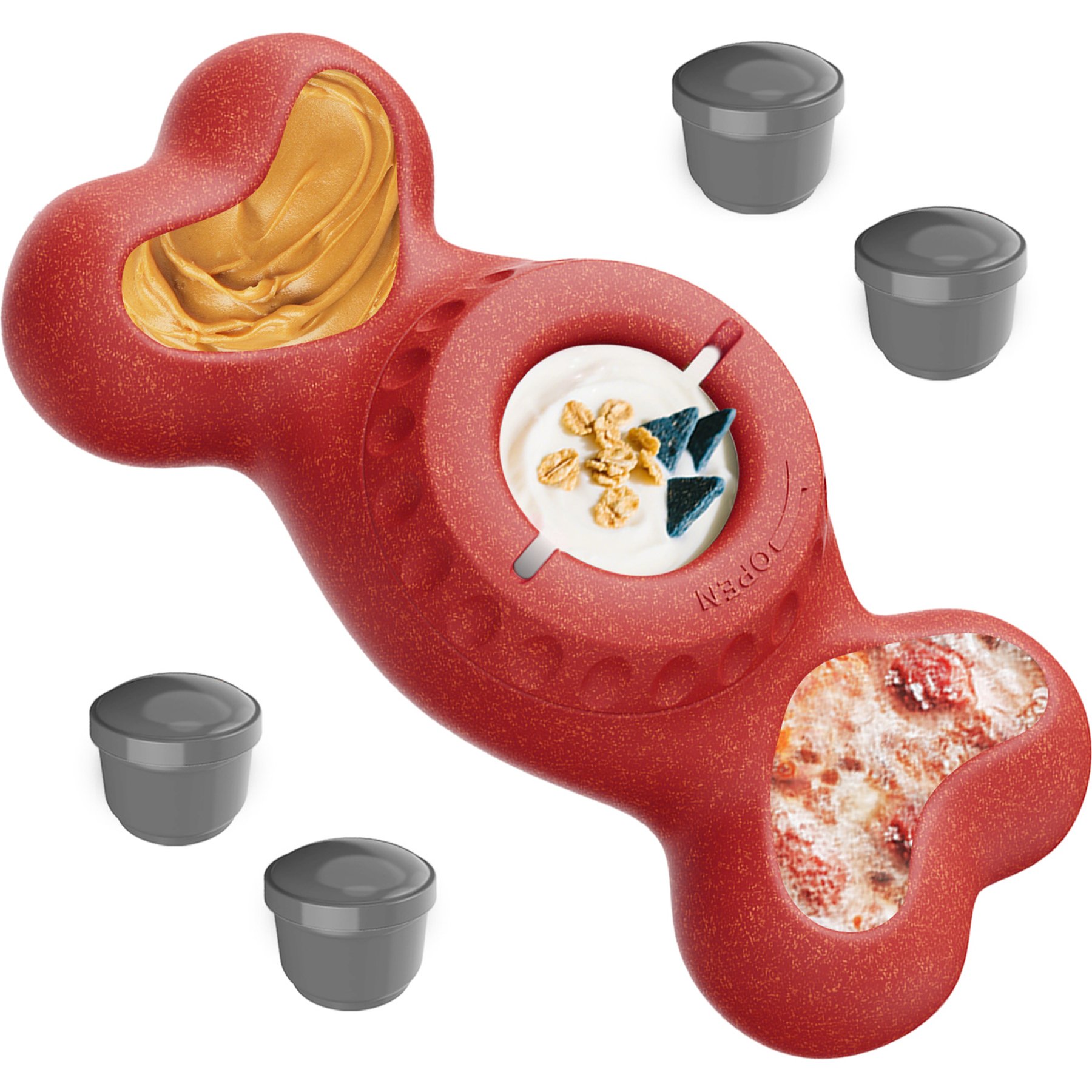 Joybruko 2-in-1 Frozen Treat Dispensing Dog Chew Toy, Red, 4-in
