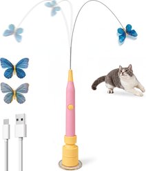 Joybruko Automatic Flying Butterfly Interactive Cat Teaser Wand Toy