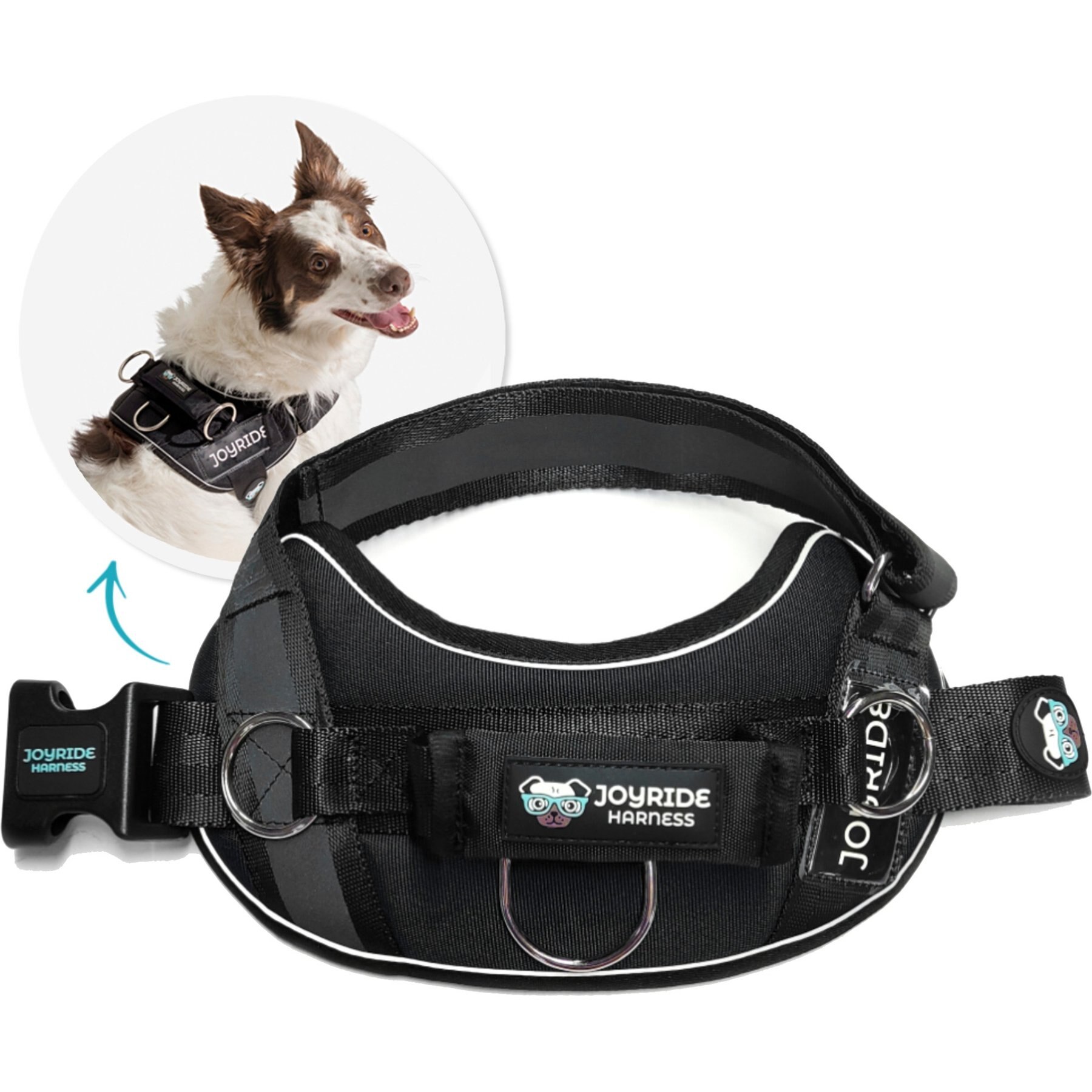 Joyride Harness Premium Advanced No Pull Dog Harness 2.0, Black Onyx, Large: 28 to 33-in chest