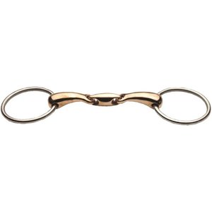JP Korsteel Stainless Steel Copper Mouth Oval Link Loose Ring Horse Snaffle Bit, 5.5-in