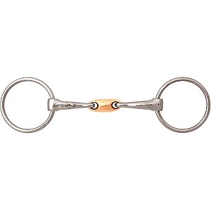 JP Korsteel Stainless Steel Copper Oval Link Loose Ring Horse Snaffle Bit, 4.75-in
