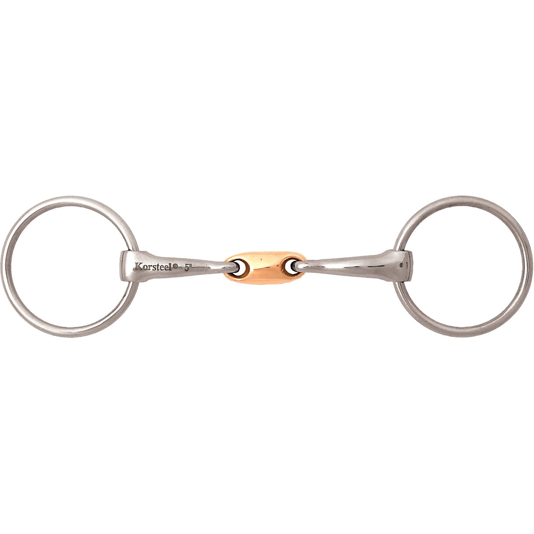 JP Korsteel Stainless Steel Copper Oval Link Loose Ring Horse Snaffle Bit, 5-in