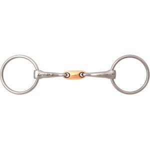 JP Korsteel Stainless Steel Copper Oval Link Loose Ring Horse Snaffle Bit, 5-in
