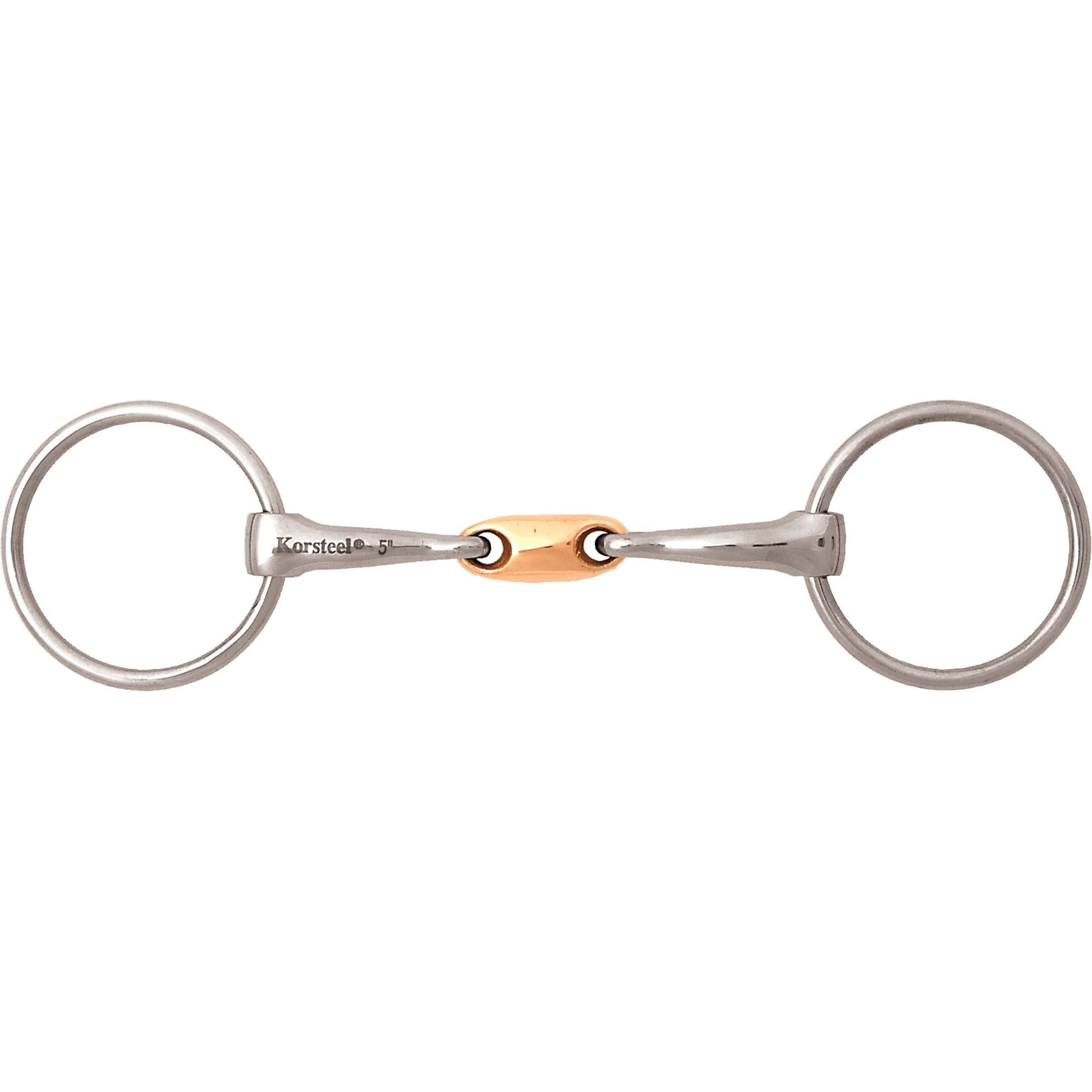 JP Korsteel Stainless Steel Copper Oval Link Loose Ring Snaffle Horse Bit, 5.25-in