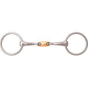 JP Korsteel Stainless Steel Copper Oval Link Loose Ring Snaffle Horse Bit, 5.25-in