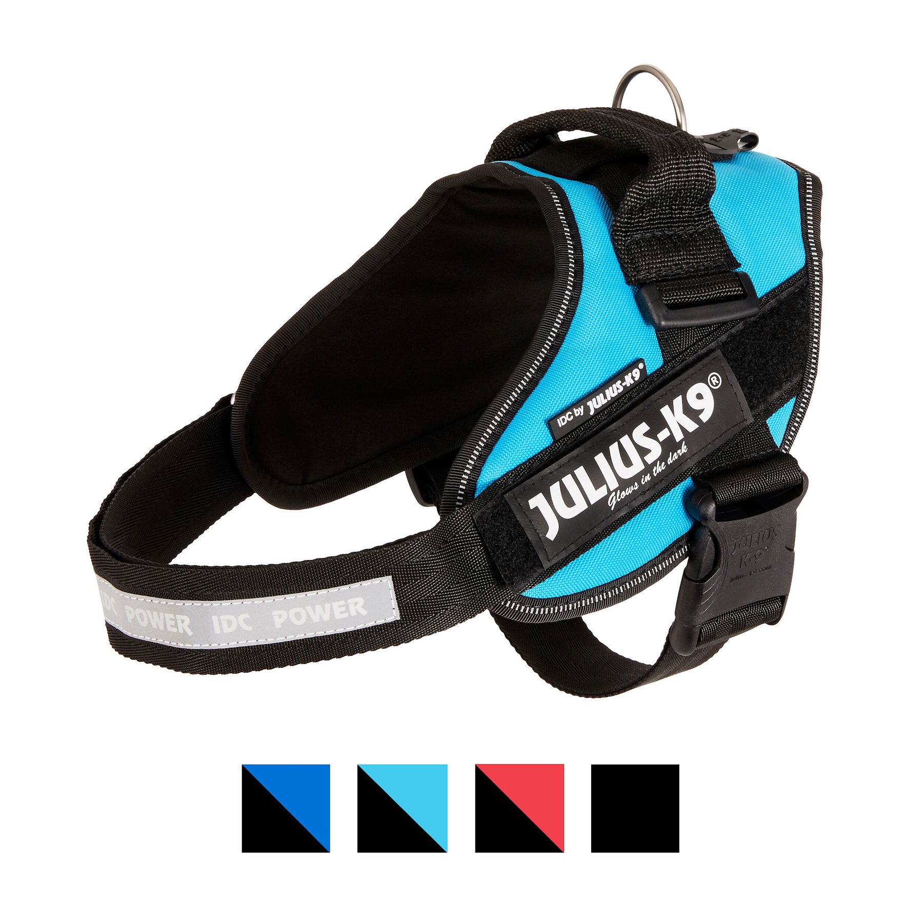 Julius-K9 IDC Powerharness Nylon Reflective No Pull Dog Harness, Aquamarine, Mini: 19.3 to 26.4-in chest