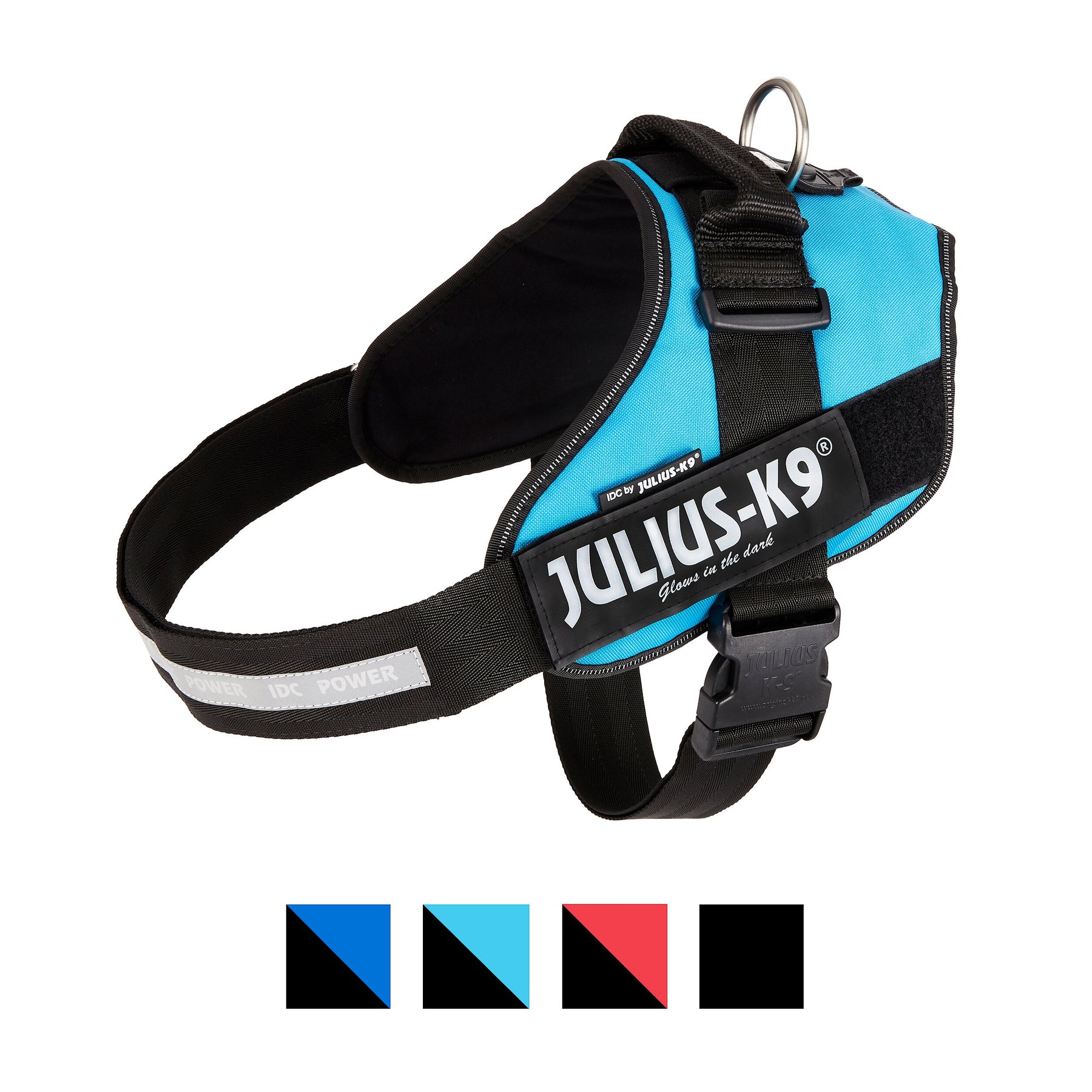 Julius-K9 IDC Powerharness Nylon Reflective No Pull Dog Harness, Aquamarine, Size 3: 32.5 to 46.5-in chest, Julius-K9