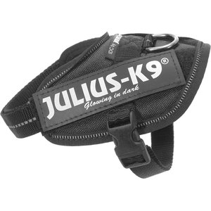 Julius-K9 IDC Powerharness Nylon Reflective No Pull Dog Harness, Black, Baby 2: 13 to 17.5-in chest
