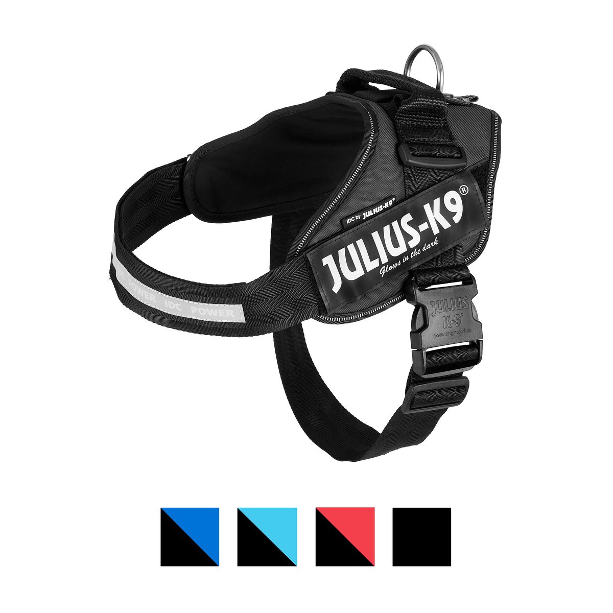 Julius-K9 IDC Powerharness Nylon Reflective No Pull Dog Harness, Black, Size 1: 26 to 33.5-in chest