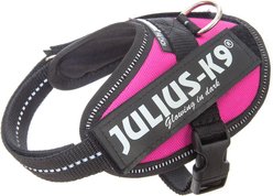 Julius-K9 IDC Powerharness Nylon Reflective No Pull Dog Harness, Dark Pink, Baby 2: 13 to 17.5-in chest