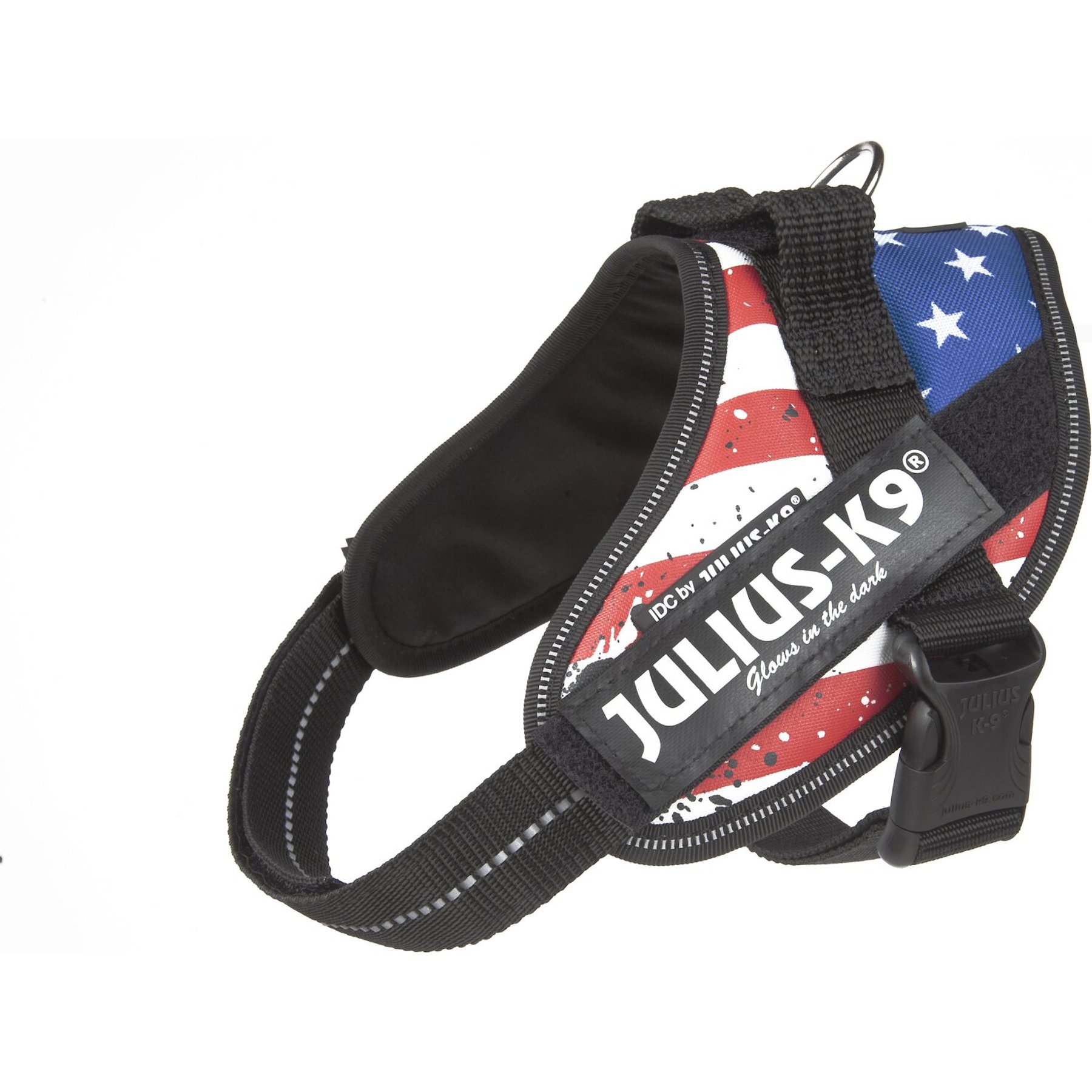 Julius-K9 IDC Powerharness Nylon Reflective No Pull Dog Harness, USA Flag, Mini: 19.3 to 26.4-in chest
