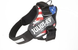 Julius-K9 IDC Powerharness Nylon Reflective No Pull Dog Harness, USA Flag, Size 1: 26 to 33.5-in chest