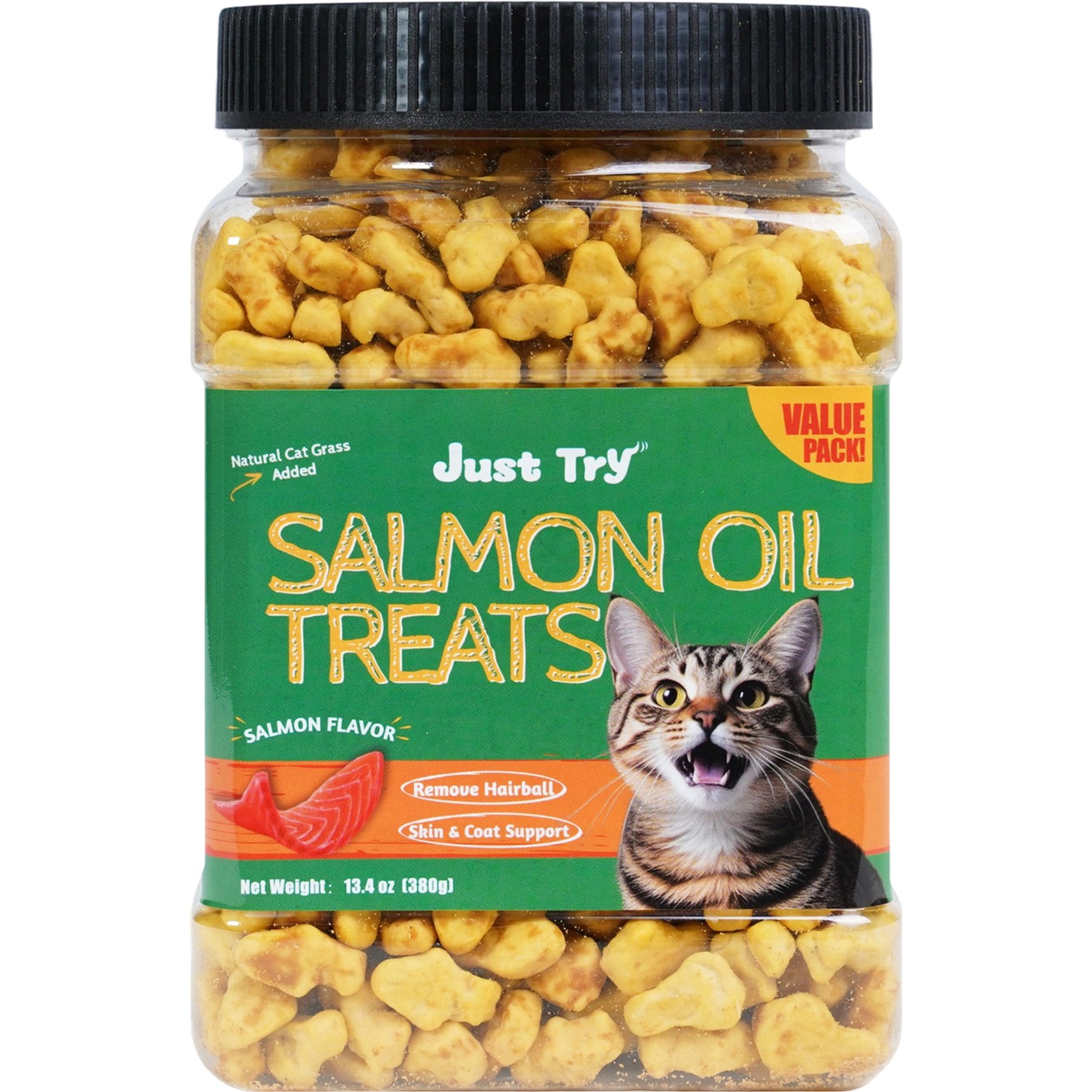 Just Try Salmon Oil Crunchy Cat Treats, 13.4-oz