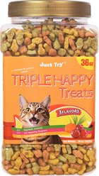 Just Try Triple Happy Crunchy Cat Treats, 36-oz
