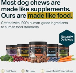 JustFoodForDogs 10-in-1 Multifunctional, Superfood Blend, Glucosamine, Omega-3 Fatty Acids, Skin Health, Joint Health, Probiotics, Plant-Based, Human Grade Chew Supplement for Dogs, 45 count slide 2 of 9