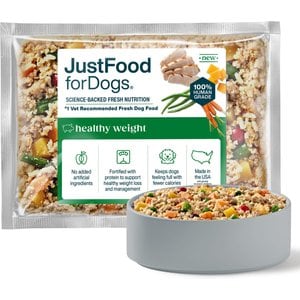 JustFoodForDogs Adult Fresh Frozen Healthy Weight Human-Grade Pork Dog Food, 18-oz pouch, case of 21