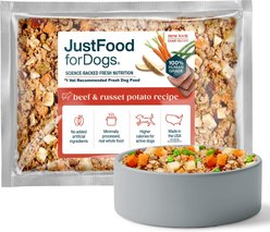 JustFoodForDogs Beef & Russet Potato Recipe Frozen Human-Grade Fresh Dog Food, 18-oz pouch, case of 7