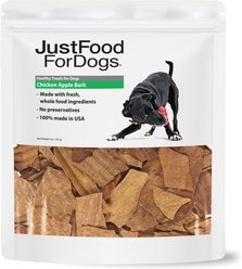 JustFoodForDogs Chicken Apple Bark Dehydrated Dog Treats, 5-oz bag