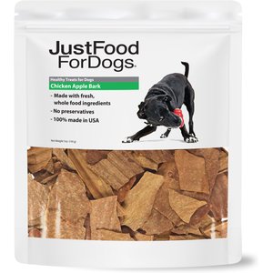 JustFoodForDogs Chicken Apple Bark Dehydrated Dog Treats, 5-oz bag