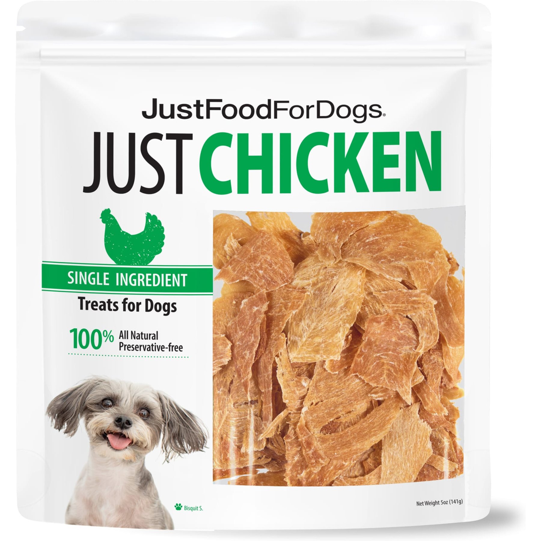 JustFoodForDogs Chicken Breast Dehydrated Dog Treats, 2.5-oz, pack of 4