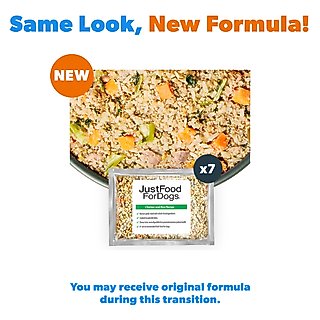 JustFoodForDogs Chicken & Rice Recipe Frozen Human-Grade Fresh Dog Food, 18-oz pouch, case of 7 slide 2 of 9