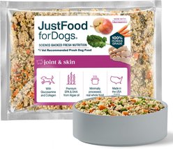 JustFoodForDogs Joint & Skin Support Recipe Frozen Human-Grade Fresh Dog Food, 18-oz pouch, case of 7