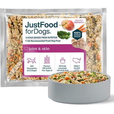 JustFoodForDogs JustFoodForDogs Joint & Skin Support Recipe Frozen Human-Grade Fresh Dog Food, 18-oz pouch, case of 7