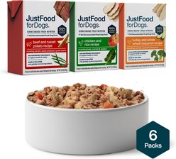 JustFoodForDogs Pantry Fresh Beef, Chicken & Turkey Variety Pack Dog Fresh Food, 12.5-oz bag, case of 6