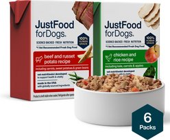 JustFoodForDogs Pantry Fresh Beef & Chicken Variety Pack Fresh Dog Food, 12.5-oz pouch, case of 6