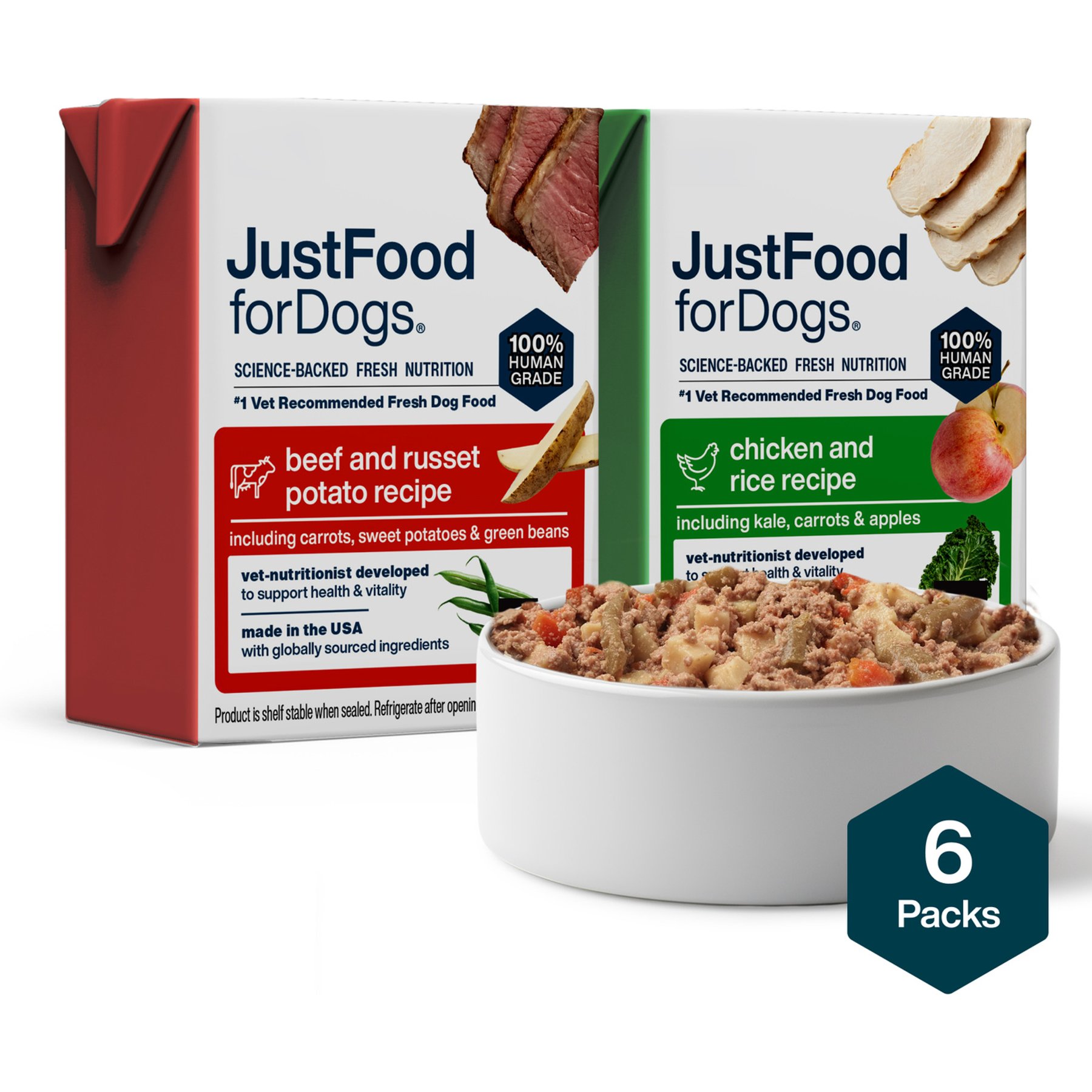 JustFoodForDogs Pantry Fresh Beef & Chicken Variety Pack Fresh Dog Food, 12.5-oz pouch, case of 6