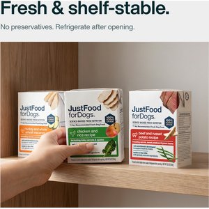 JustFoodForDogs Pantry Fresh Chicken & White Rice Fresh Dog Food, 12.5-oz pouch, case of 12