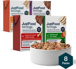 JustFoodForDogs Pantry Fresh Human-Grade Non-GMO Variety Pack Fresh Dog Food, 12.5-oz pouch, case of 8 