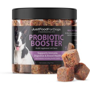 JustFoodForDogs Probiotic Booster Gut, Digestive Health Support, Diarrhea, Human Grade Ingredients Soft Chews Supplement for Dogs, 45 count