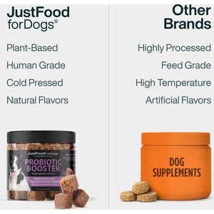 JustFoodForDogs Probiotic Booster Gut, Digestive Health Support, Diarrhea, Human Grade Ingredients Soft Chews Supplement for Dogs, 45 count