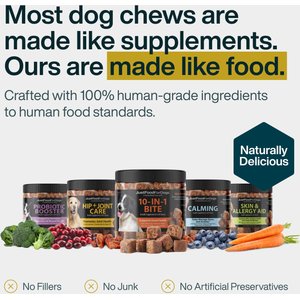 JustFoodForDogs Probiotic Booster Gut, Digestive Health Support, Diarrhea, Human Grade Ingredients Soft Chews Supplement for Dogs, 45 count